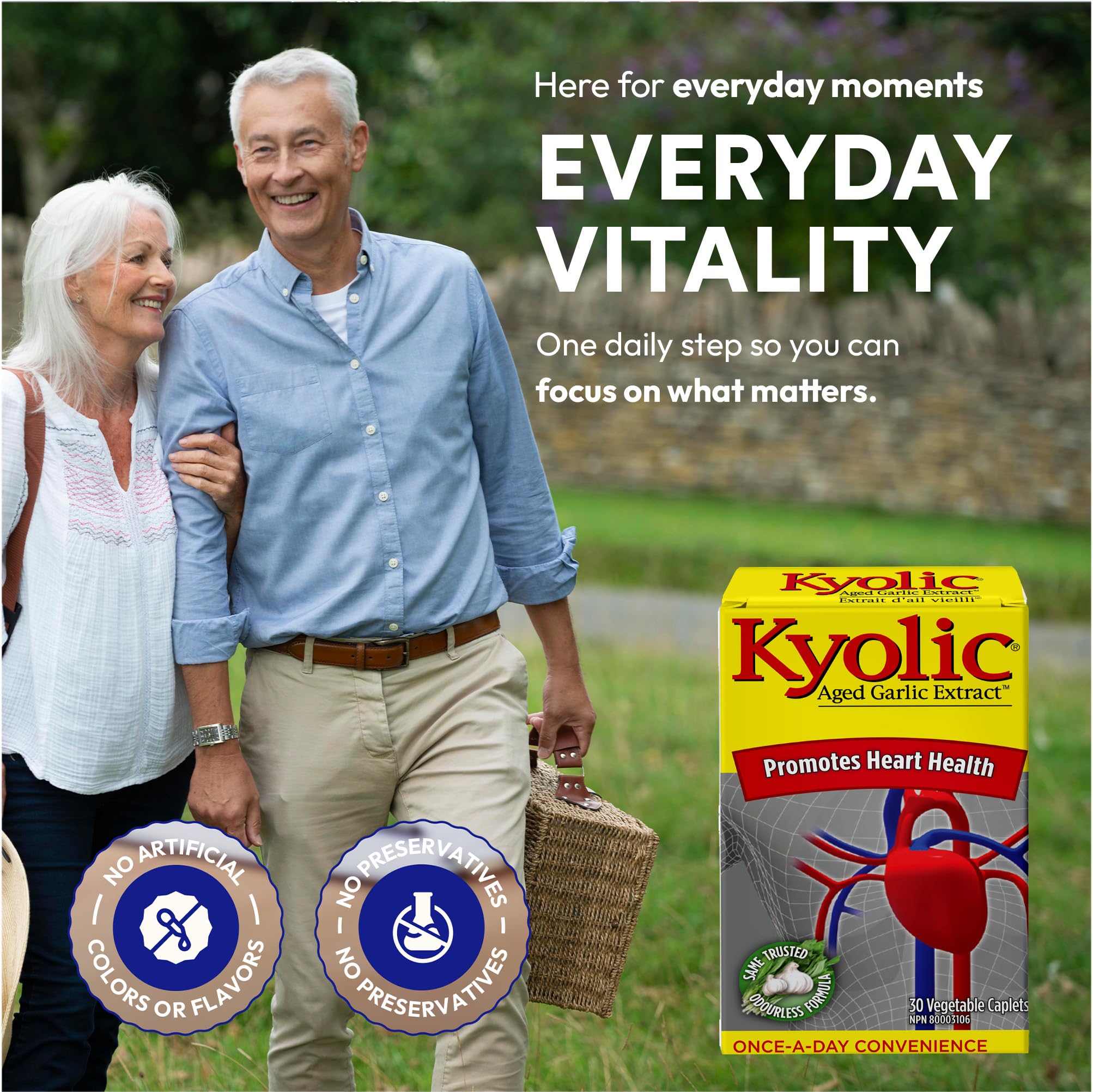 Kyolic - Kyolic Aged Garlic Extract 600mg, 30 Veg Caplets - Kyolic Cardiovascular Health, Cardio Heart Health, Immune System Support and Inflammation Supplements - Odorless Garlic Supplements
