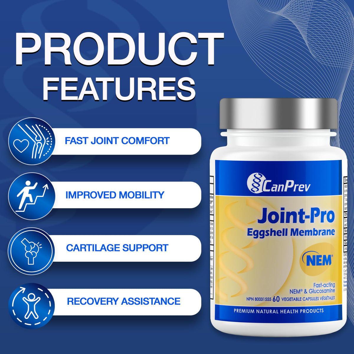 CanPrev Joint Pro NEM, Joint Supplement, Cartilage Support, 60 Capsules