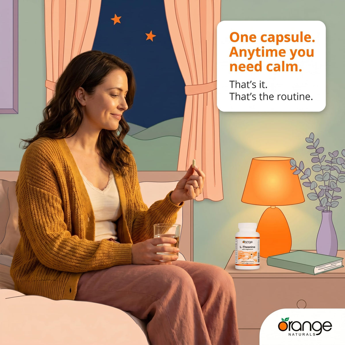 Orange Naturals L-Theanine Magnesium Bisglycinate Capsules, 60-Day Supply