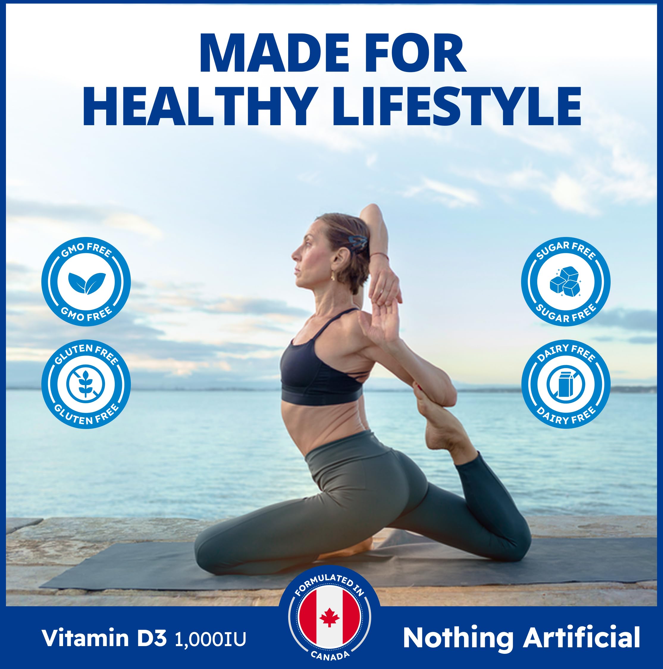 CanPrev Vitamine D3 Gouttes Liquides 1 000 UI (25 mcg), 15 ml, Approvisionnement de 300 jours - D3 d'origine végétale avec huile MCT - Aide à maintenir des os et des dents solides, Vitamine D liquide pour le bien-être quotidien et le soutien en calcium