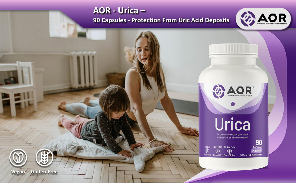 AOR Urica, Uric Acid, White Mulberry, Resveratrol, Gluten Free, 90 Capsules