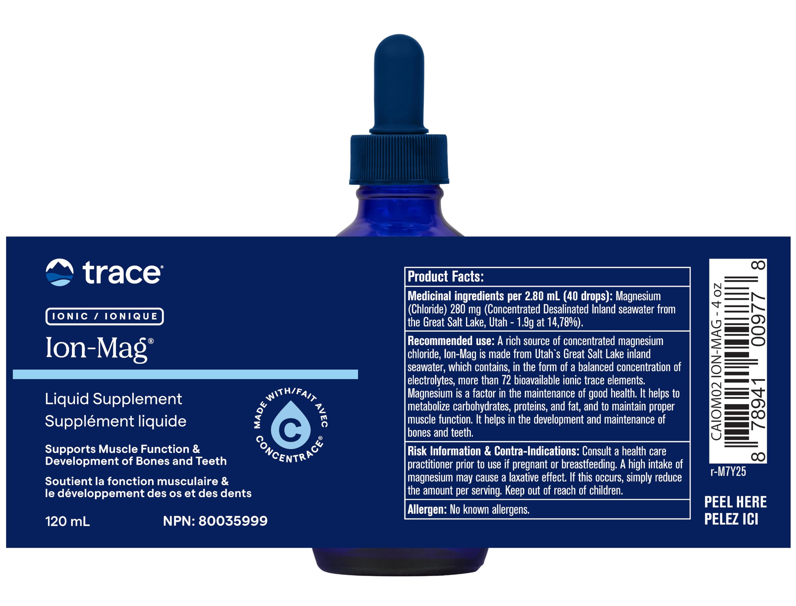 Trace Minerals Research Ion-Mag Liquid Supplement, 120 ml 85-Day Supply - Supports Muscle Function & Development of Bones and Teeth - Vegan and Gluten-Free