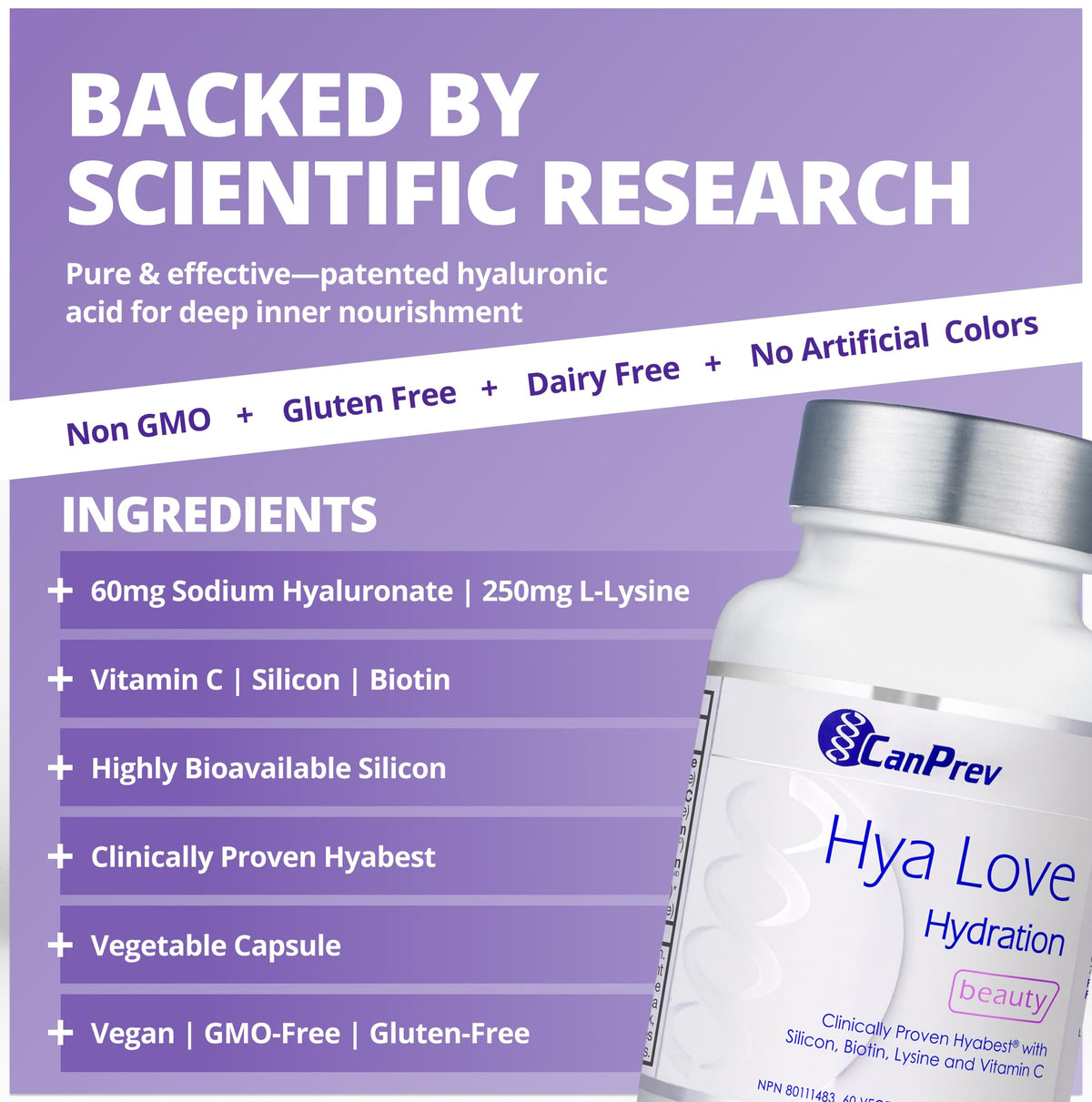 CanPrev Hya Love Biotin, Helps in Collagen Formation, 30 Day Supply