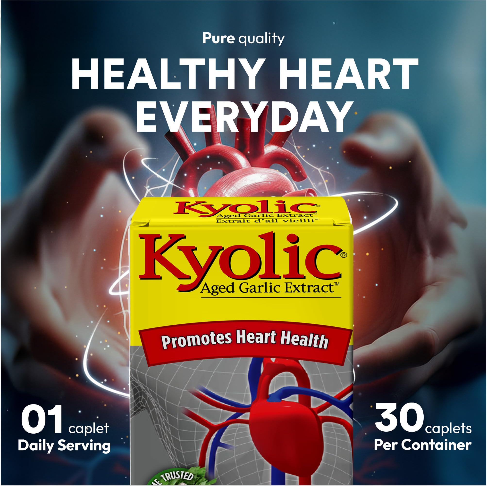 Kyolic - Kyolic Aged Garlic Extract 600mg, 30 Veg Caplets - Kyolic Cardiovascular Health, Cardio Heart Health, Immune System Support and Inflammation Supplements - Odorless Garlic Supplements