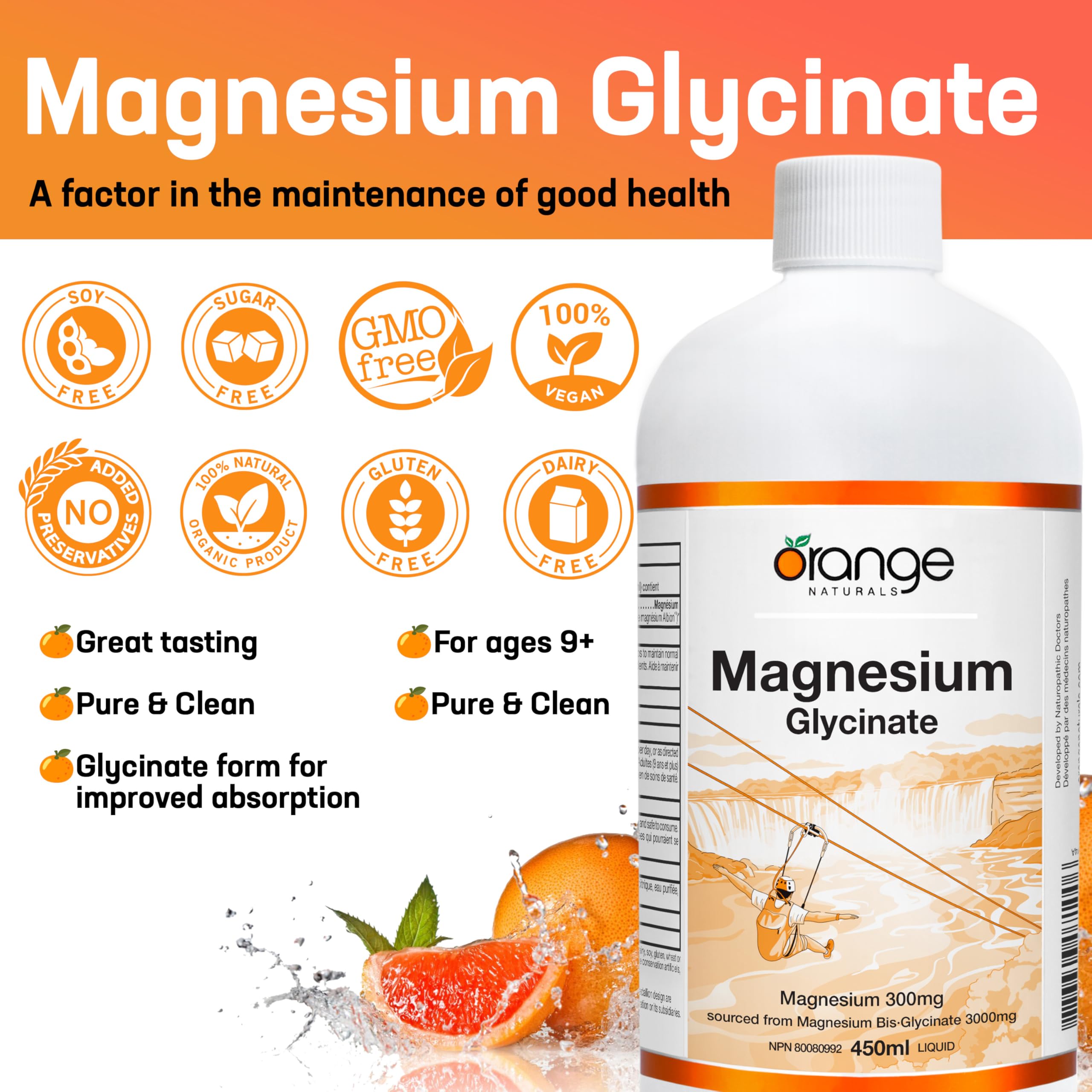 Orange Naturals Magnésium Glycinate 200mg
