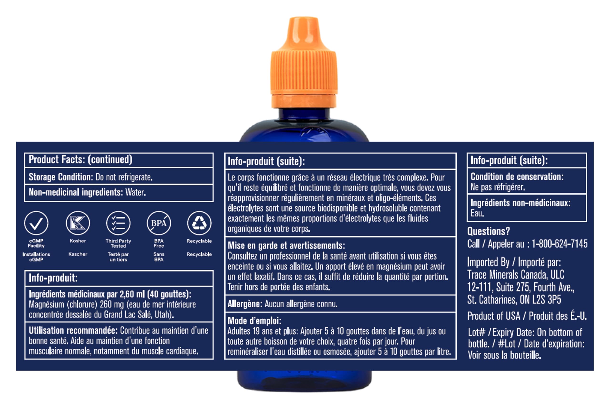 Trace Minerals ConcenTrace Drops | 240 ML, 96 Day Supply | Full Spectrum Minerals | Ionic Liquid Magnesium, Chloride, Potassium | Low Sodium | Energy, Electrolytes, Hydration