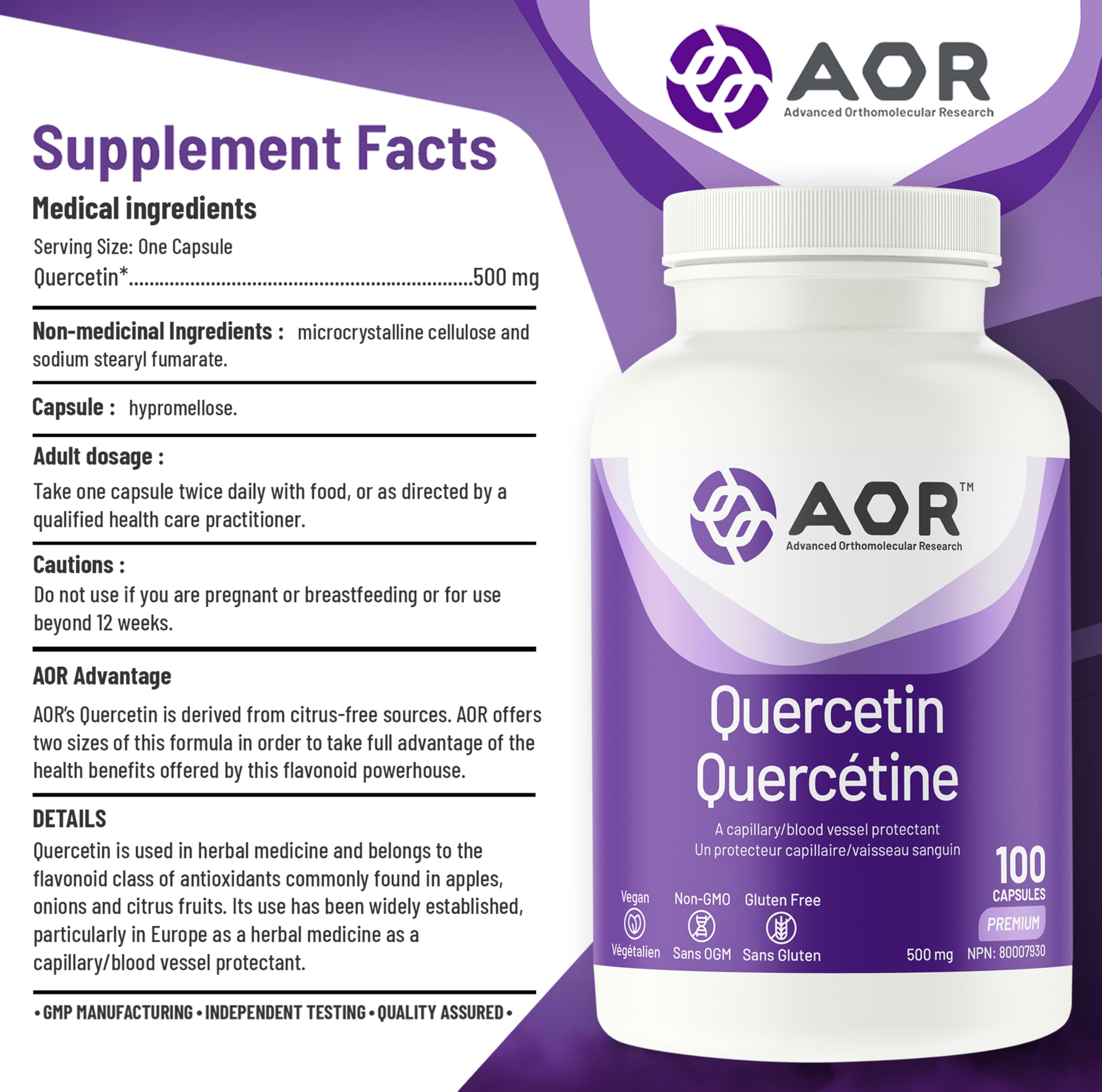 AOR - Quercétine en gélules - Antioxydant naturel et bioflavonoïde