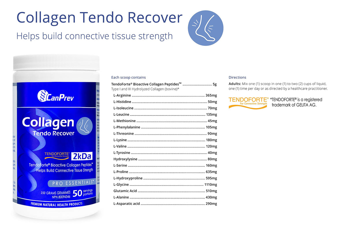 CanPrev Collagen Tendo Recover, 5g per Scoop, Unflavoured, 50 Servings