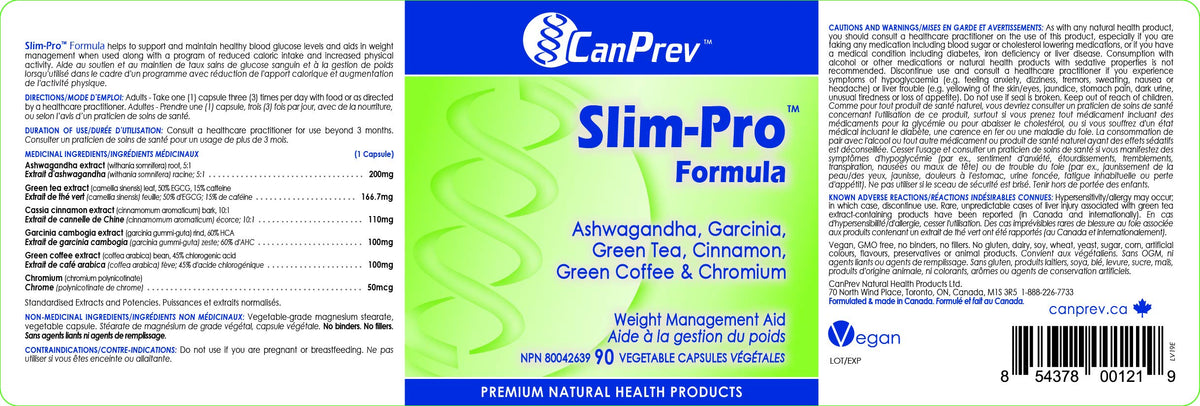 CanPrev Slim Pro Formula Capsules, Ashwagandha, Made in Canada, 90 Capsules