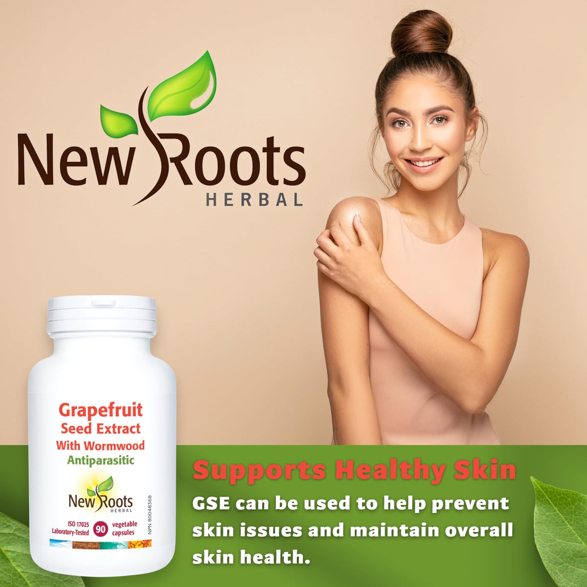New Roots Herbal Grapefruit Seed Extract, Wormwood, Echinacea, 90 Capsules