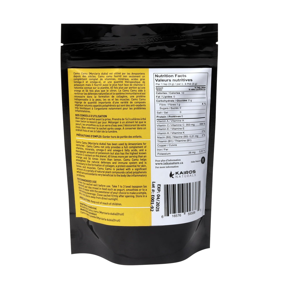 Inka Nature Camu Camu Powder 150g 50 Servings, Natural Source of Vitamin C, Supports Vitality & Wellness, Promotes Radiant Skin With Collagen Support, Antioxidant-Rich, Easily Absorbed, Vegan, Non-GMO