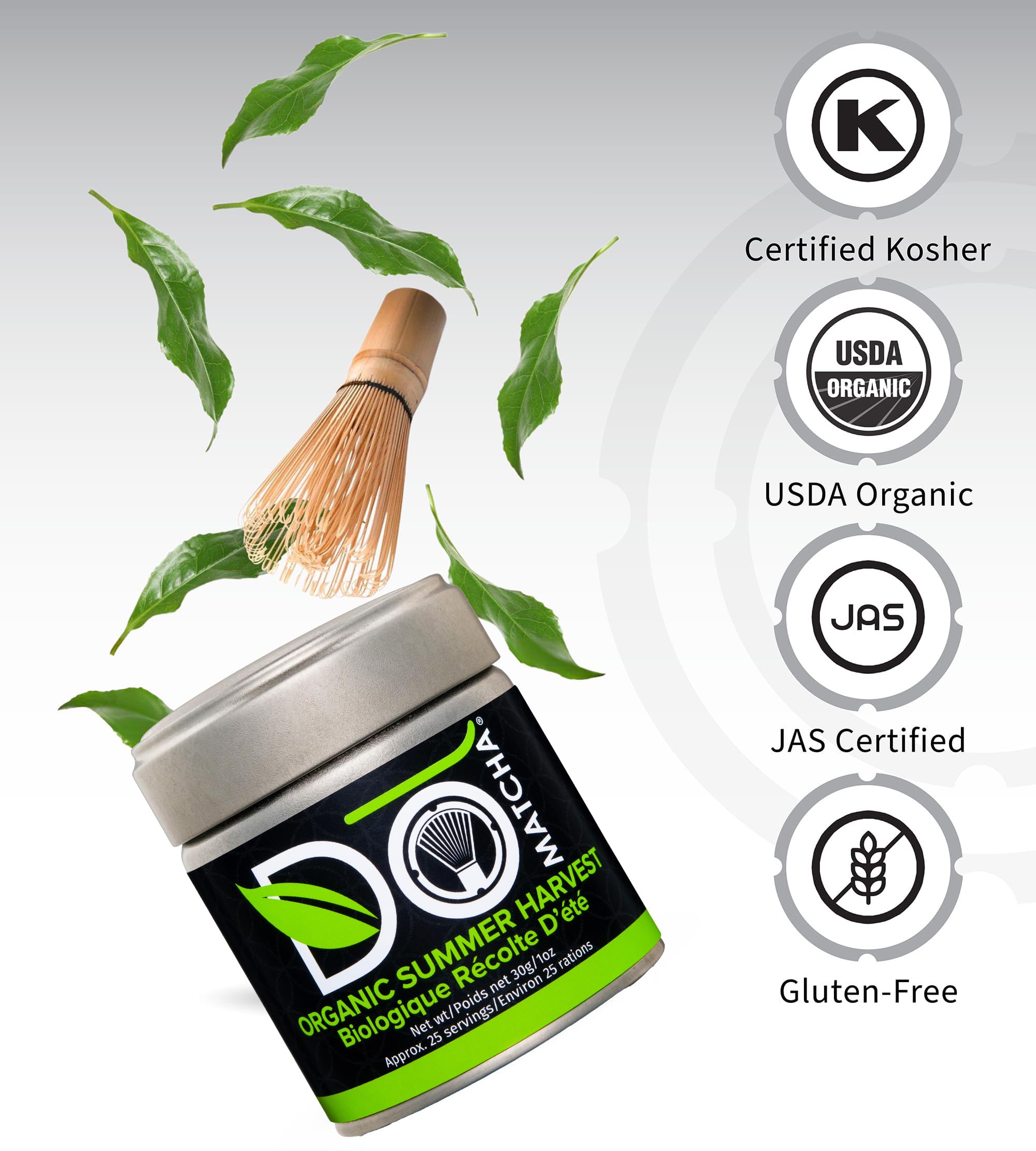 DoMatcha Récolte d'été - Poudre de thé vert matcha japonais pour smoothies, lattes, pâtisseries et créations culinaires - Riche en antioxydants, couleur verte éclatante, certifié casher
