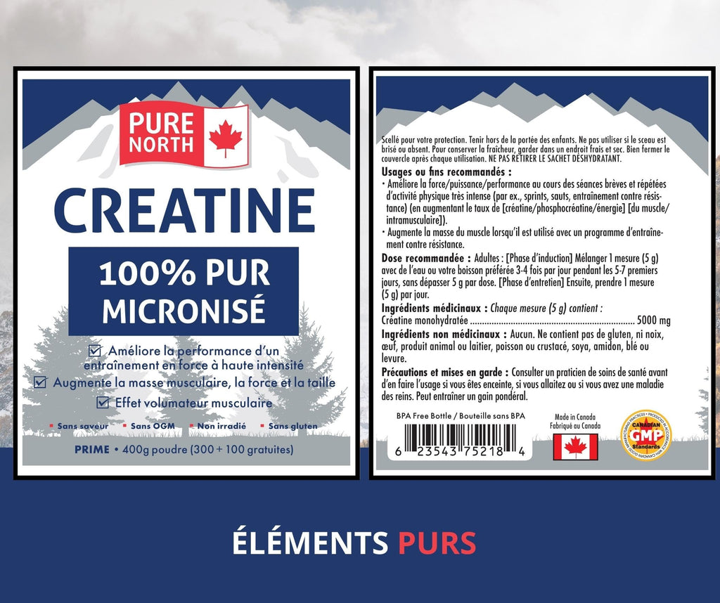 Pure North Naturals - Creatine 100% Pure Micronized 400g Powder 80-Servings - Improve Muscle Mass, Strength and Size - Improve Training Performance - 3rd Party Tested - Formulated & Made in Canada