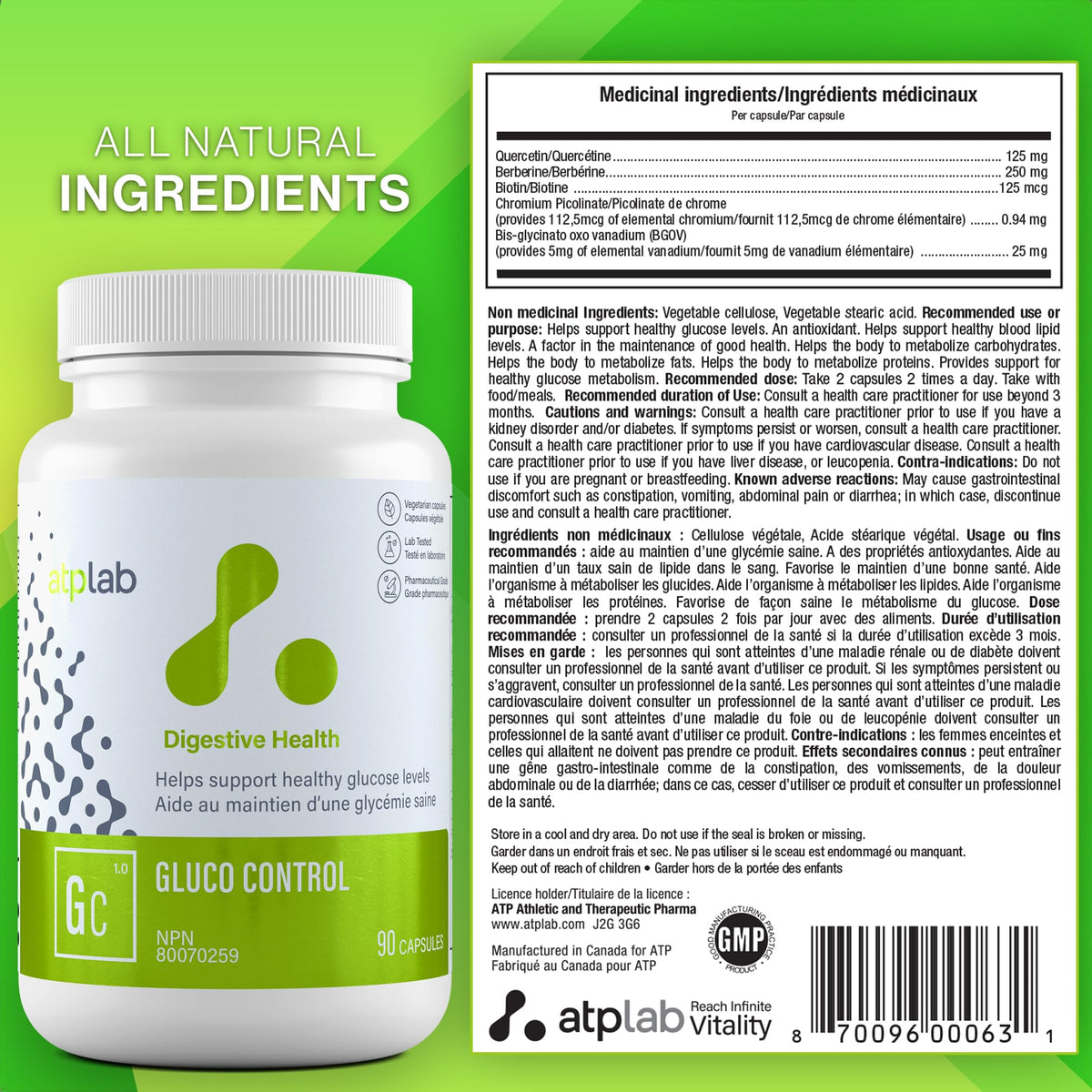 atplab Gluco Control Berberine, Healthy Glucose Levels, 90 Capsules