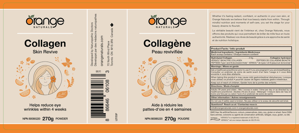 Orange Naturals Skin Revive Collagen Powder for Women, Gluten Free, 270g