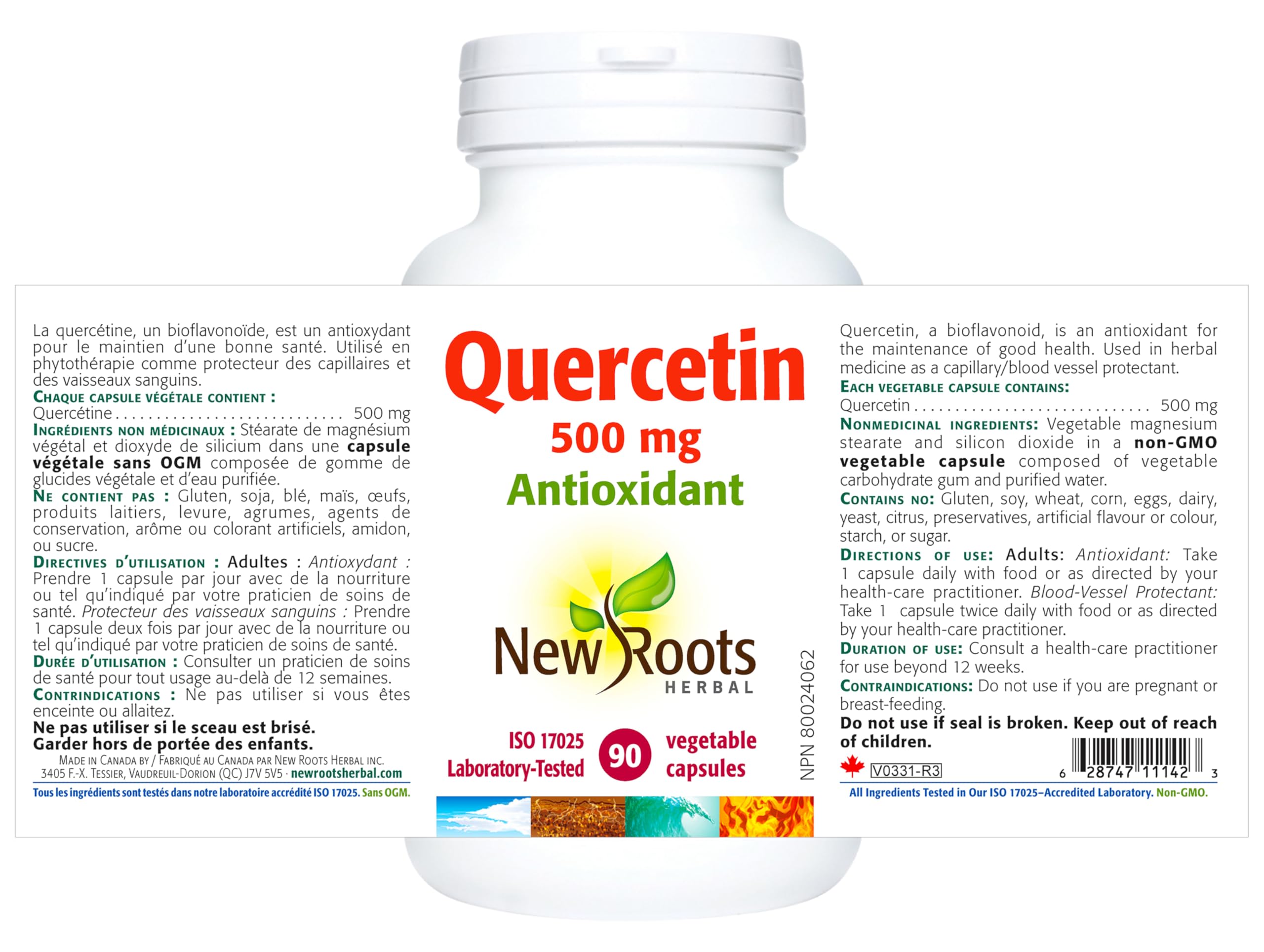 New Roots Herbal - Quercétine en capsules - Antioxydant d'origine végétale - Maintien d'une santé optimale, protection des capillaires, soutien des vaisseaux sanguins et de la circulation - Sans gluten et sans OGM