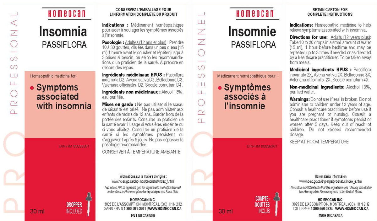 Homeocan - Passiflora Insomnia Drops 30mL - Ideal for Peaceful and Restful Sleep, Nocturnal Awakening - Help Reduce Difficulty Falling Asleep, Waking at Night, and Waking Up Early