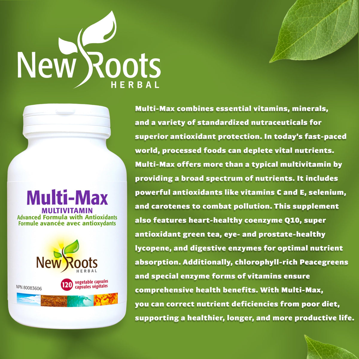 New Roots Herbal Multi-Max Multivitamin, Gluten Free, 60 Day Supply