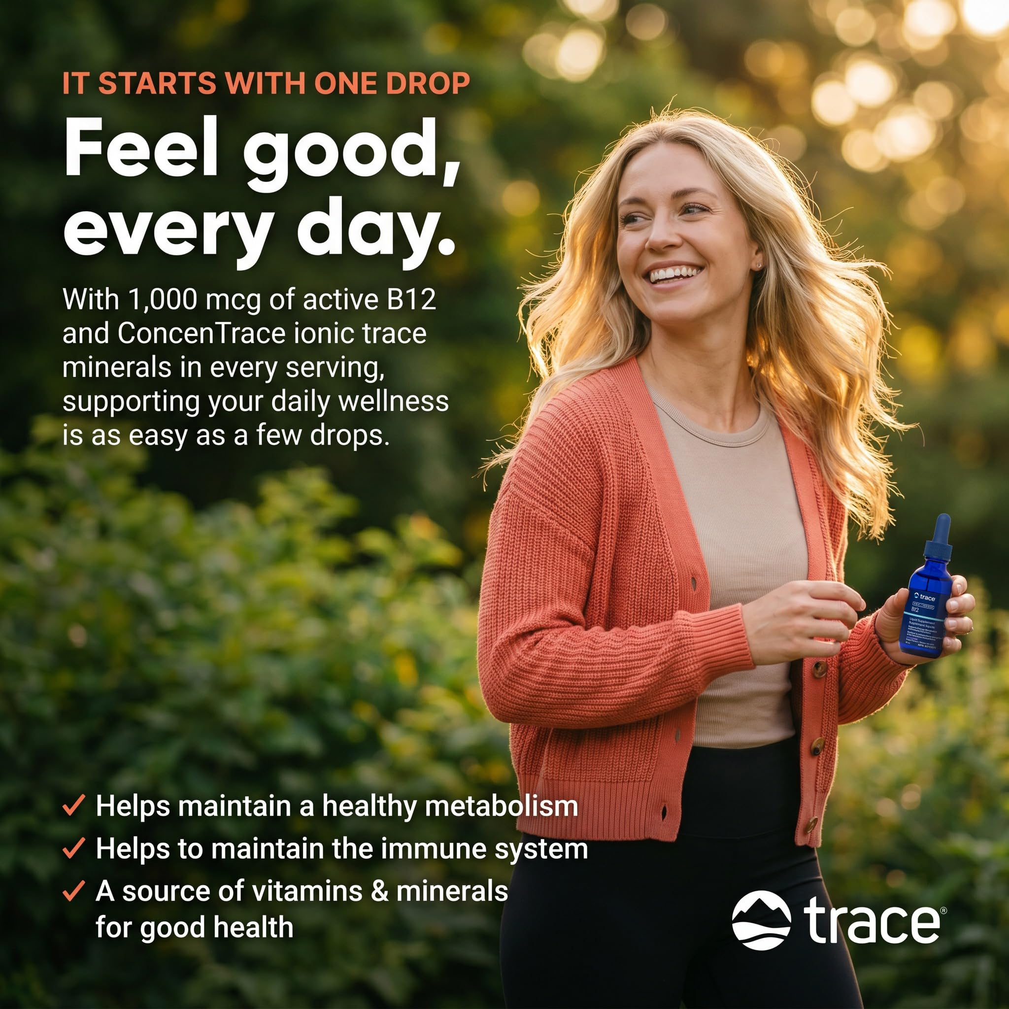 Trace Minerals Liquid Ionic Vitamin B12 1000 mcg | B12 + ConcenTrace (50mg) to Help Absorbtion | 2 fl oz, 59 Servings