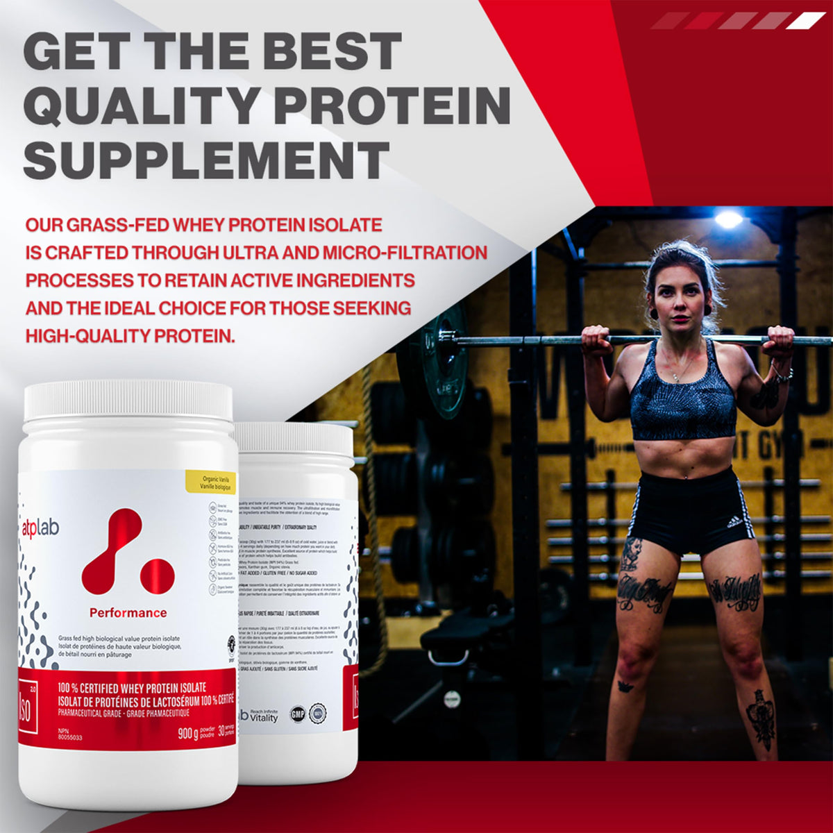 atplab ISO Grass-Fed Whey Isolate Protein Powder, Sugar-Free, Vanilla, 900g