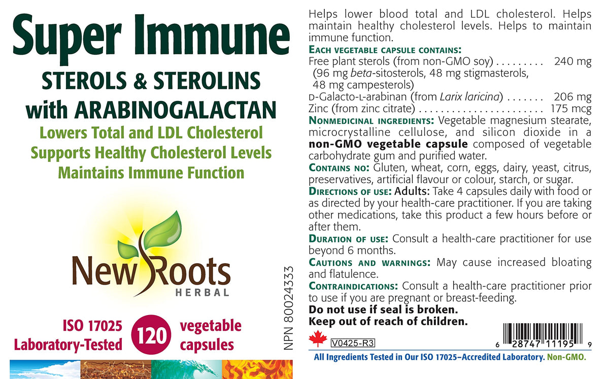 New Roots Herbal Super Immune, Plant Sterols Supplement, 120 Capsules