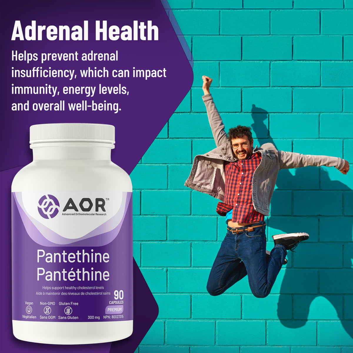 AOR Pantethine Capsules, 300 mg, Vegan, Supports Good Health, 90 Pack