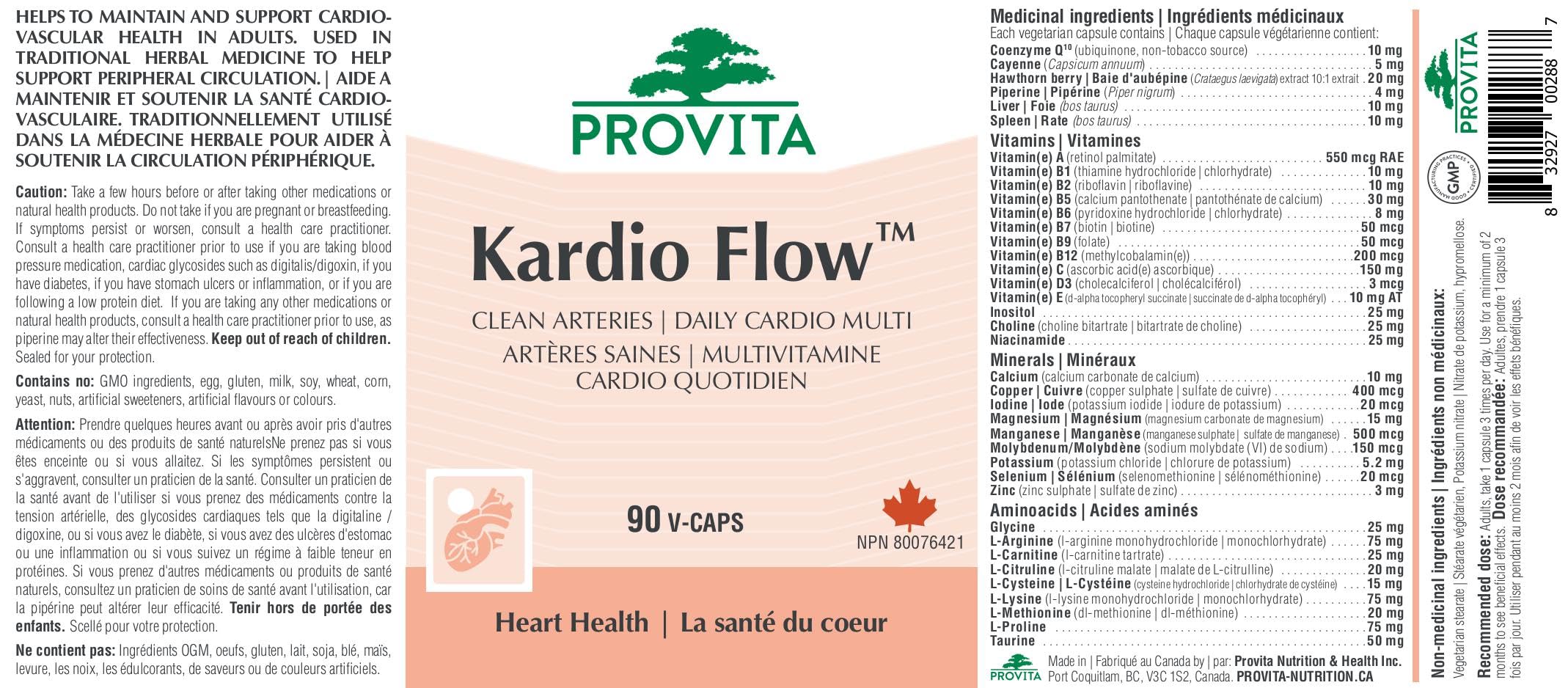 Kardio Flow™ par Provita (Fabriqué au Canada) 90 gélules végétales