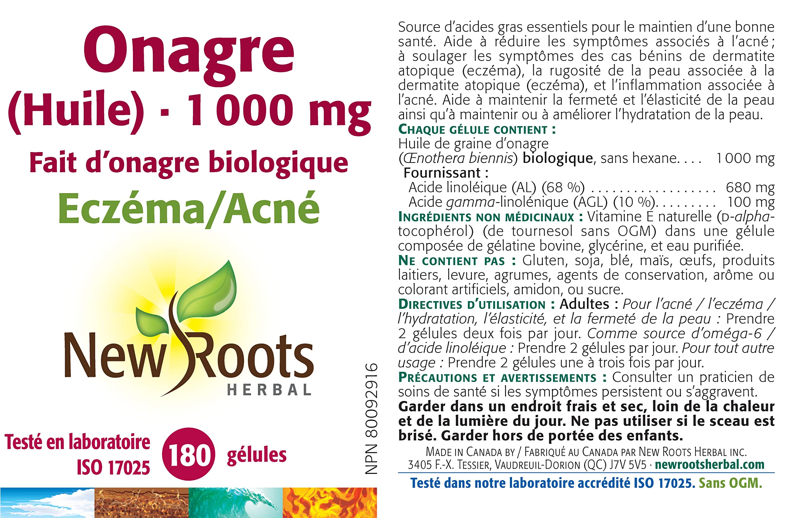 New Roots Herbal - Huile d'onagre 1 000 mg