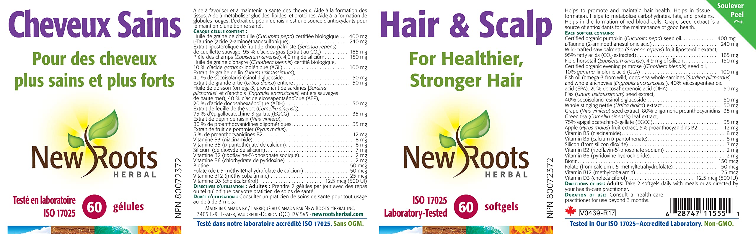 New Roots Herbal Hair & Scalp with Saw Palmetto, Pumpkin Seed Oil & Horsetail - Supports Fuller, Stronger & Thicker Hair - Promotes Scalp Vitality - Non-GMO & Gluten-Free