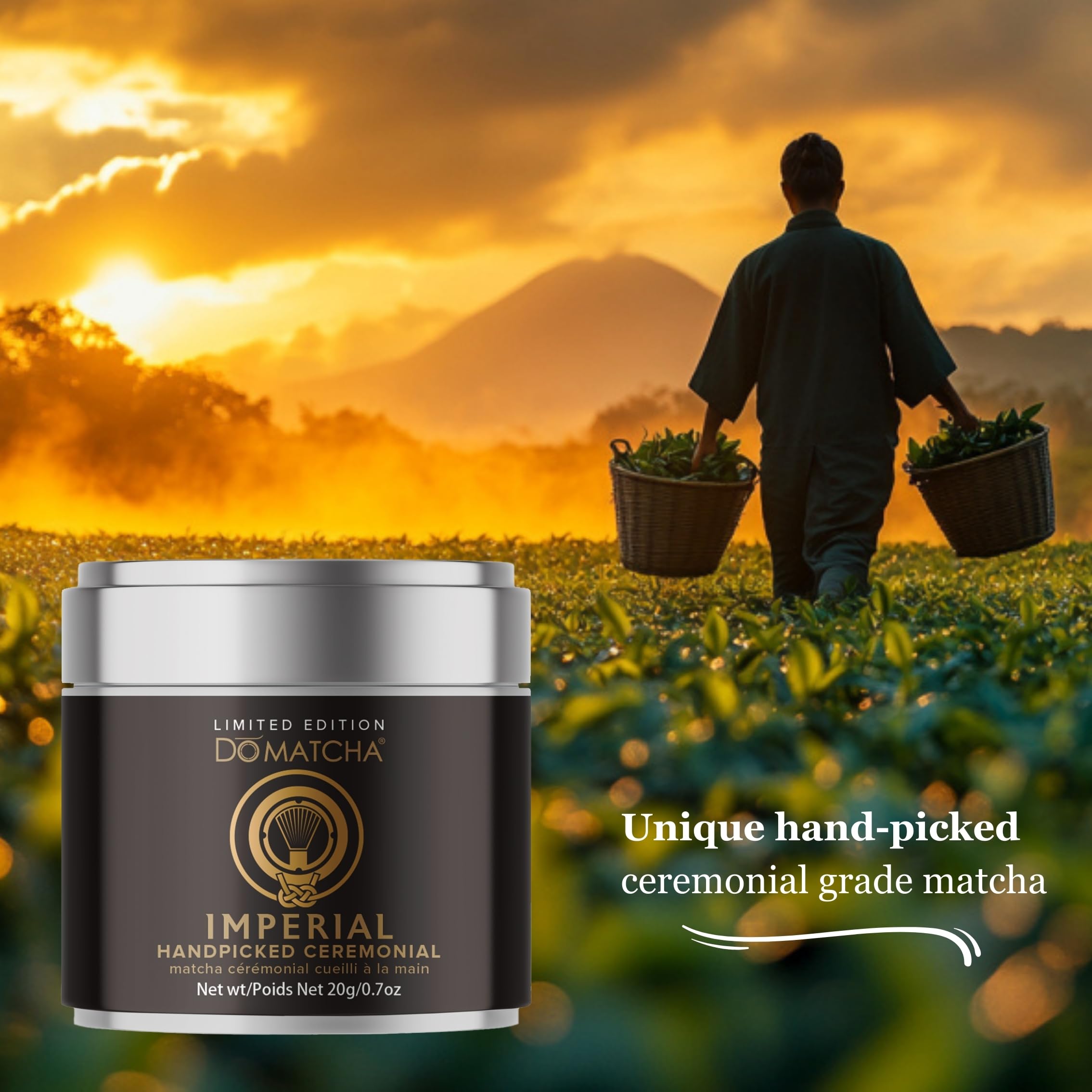 DoMatcha - Imperial Ceremonial Matcha Tin, 0.7oz 17-Servings - Limited Edition Hand-Picked Japanese Matcha from Uji, Exclusive 16th-Gen Tea Master Blend, Rich in L-Theanine for Tea Ceremony Experience