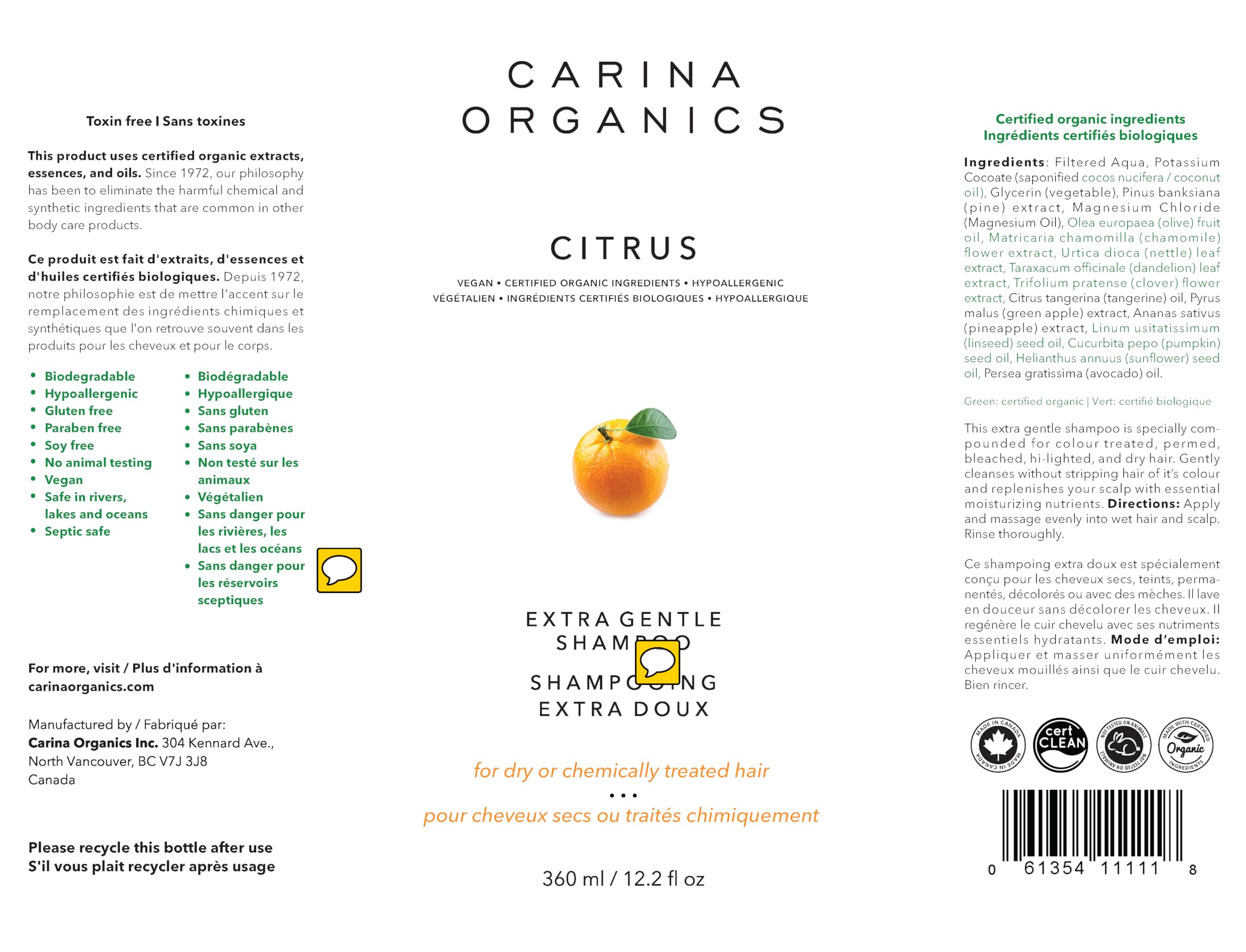 Carina Organics Nature's Blends Extra Gentle Shampoo