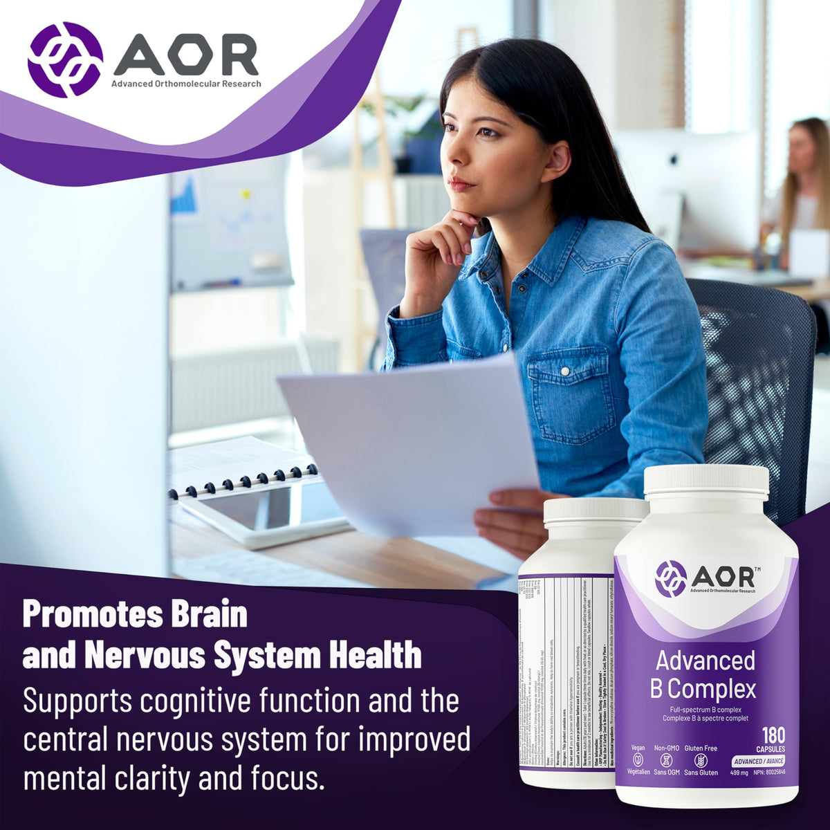 AOR Advanced Vitamin B Complex Capsules, Activated Forms, 180 Capsules