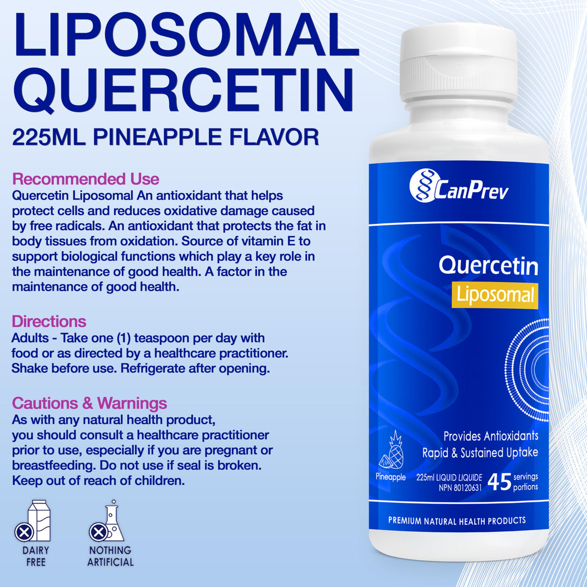 CanPrev Liposomal Quercetin Liquid, 166.6mg per 5ml, 225ml, 45 Servings
