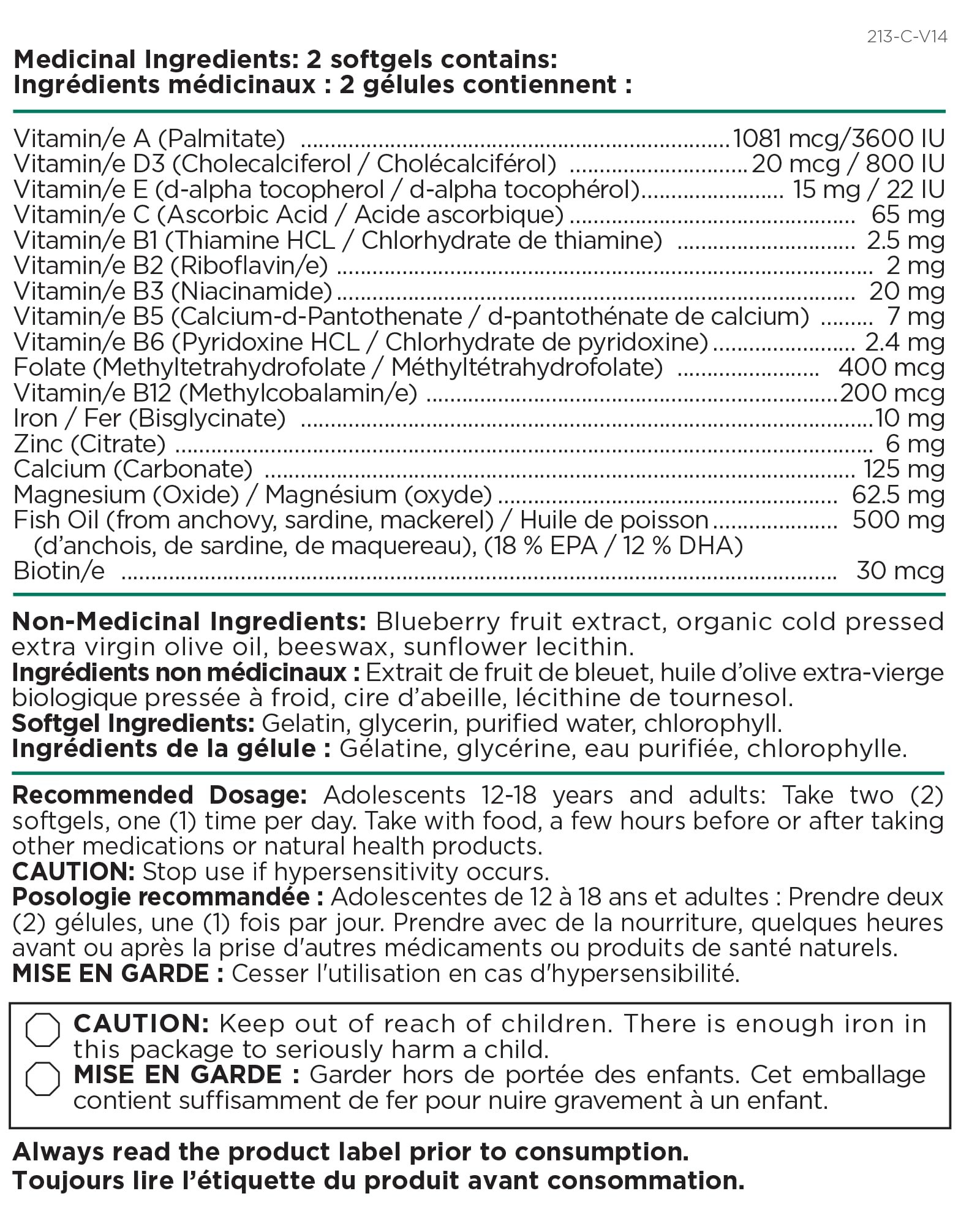 Platinum Naturals - Easymulti Ado pour jeunes femmes | DHA | Cerveau et peau