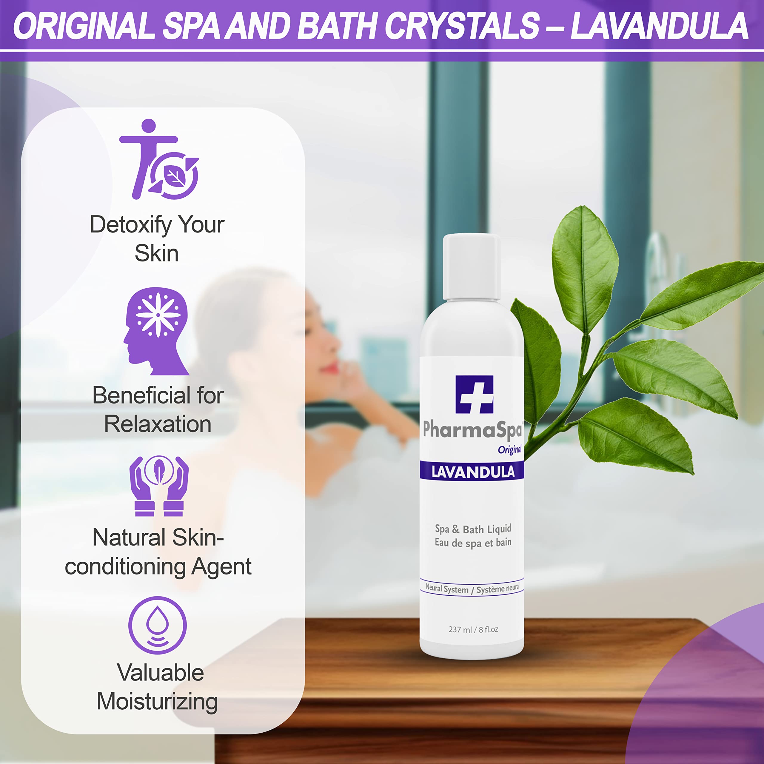 Pharmaspa Original : Liquide pour spa et bain avec extraits entièrement naturels – 237 ml/8 fl oz – Liquide d'aromathérapie pour spa – Sans gluten, sans parabènes, sans cruauté