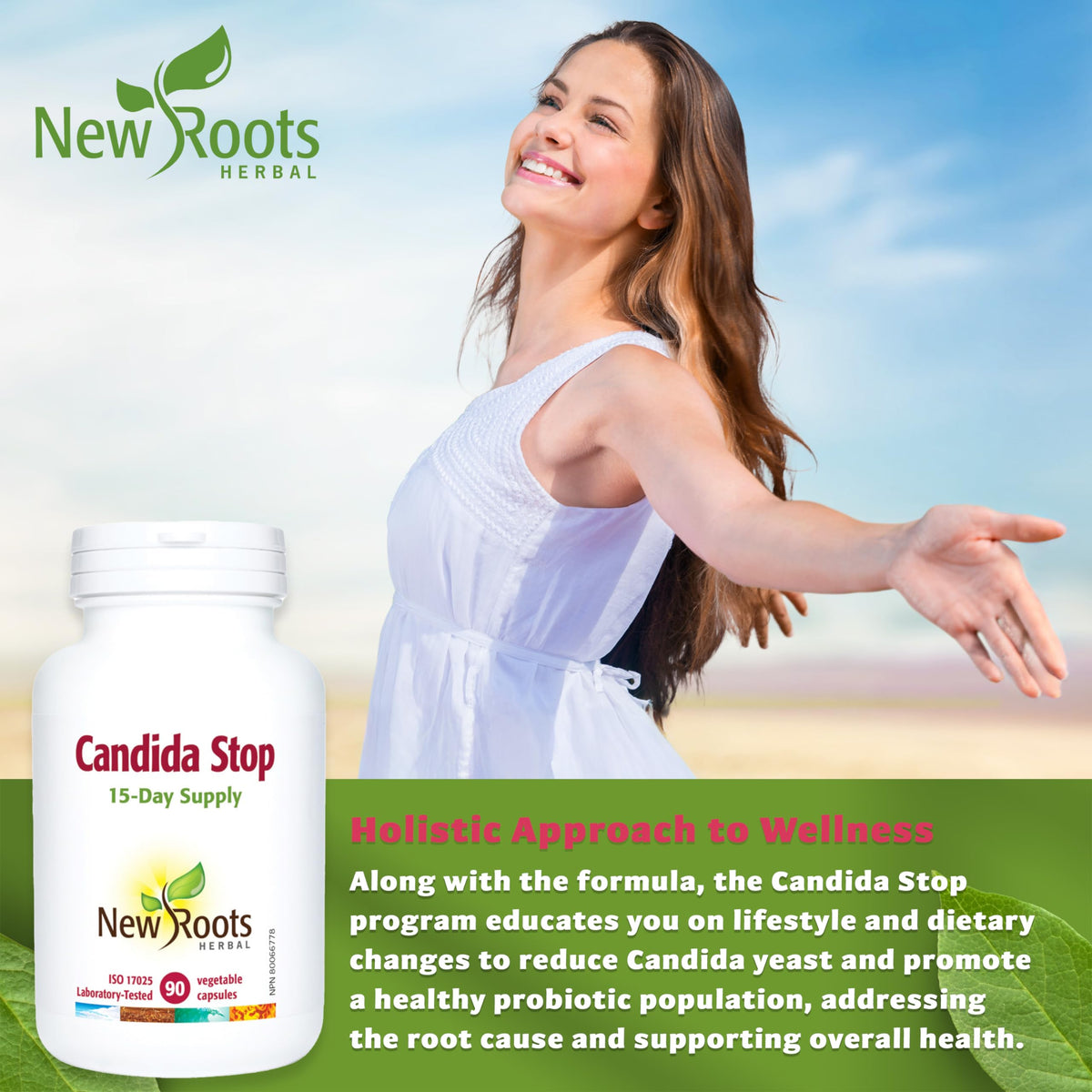 New Roots Herbal Candida Stop 90 Capsules, Black Walnut, Caprylic Acid