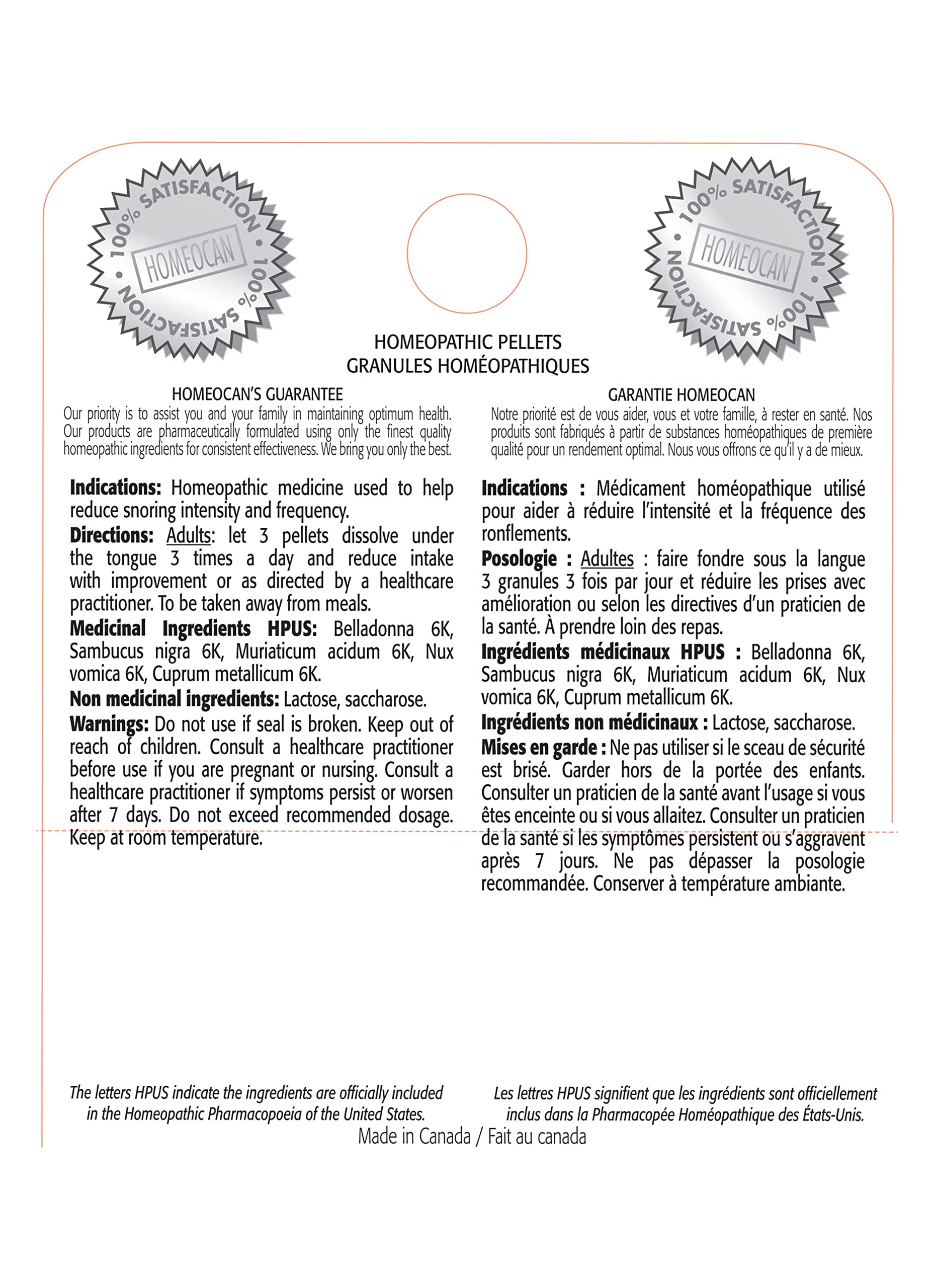 Homeocan Ronflez Plus Granules Combinés 4g, Favorise une nuit paisible et un repos tranquille, Formule homéopathique pour un sommeil réparateur, Aide à soulager l'obstruction nasale et l'inconfort de la gorge, Aide anti-ronflement pour hommes et femmes