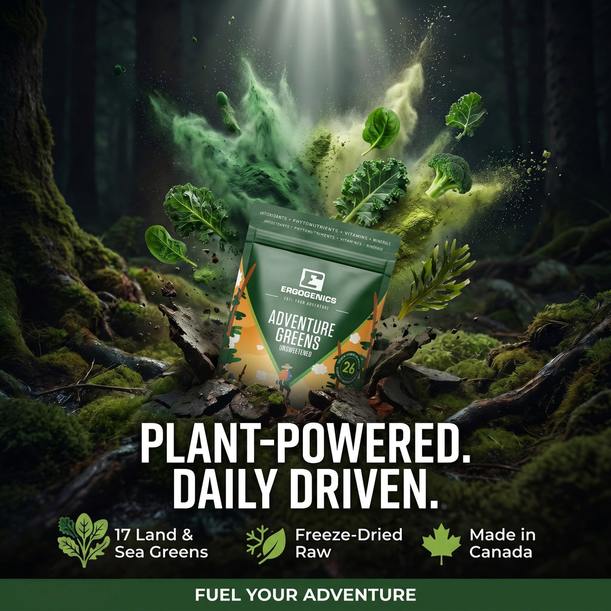 Ergogenics Nutrition Adventure Greens Unsweetened Powder