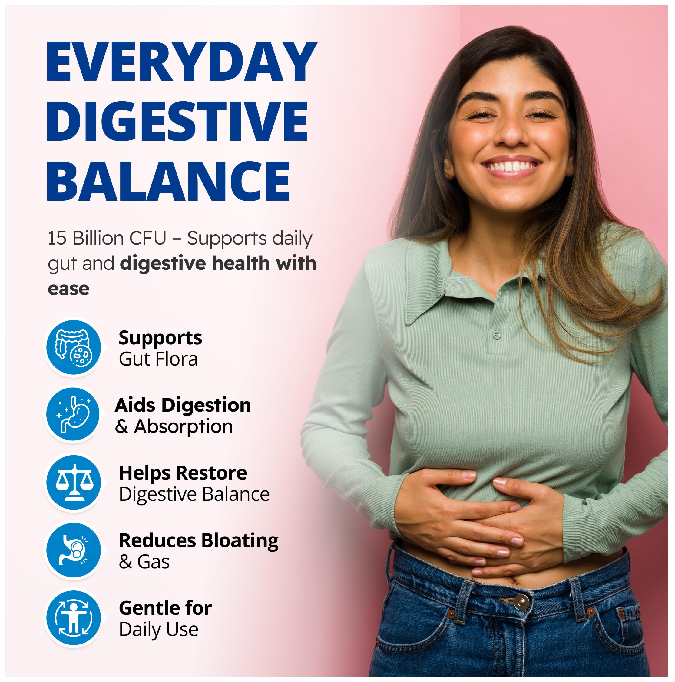 CanPrev Pro-Biotik 15 Billion CFU, 60 V-Caps 60-Day Supply - Non-GMO & Gluten-Free - Advanced Gut Health Formula with 5 Probiotic Strains Supplement - Supports Digestive Balance and Eases Bloating