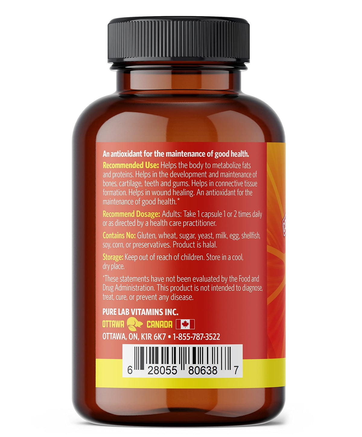 Pure Lab Vitamins | Vitamin C 1000mg | 120 Vegi Capsules | Ascorbic Acid Vitamin C Supplement | Immune System Support & Antioxidant Supplement | Vitamin C Capsules 1000mg | Natural Vitamin C Supplement