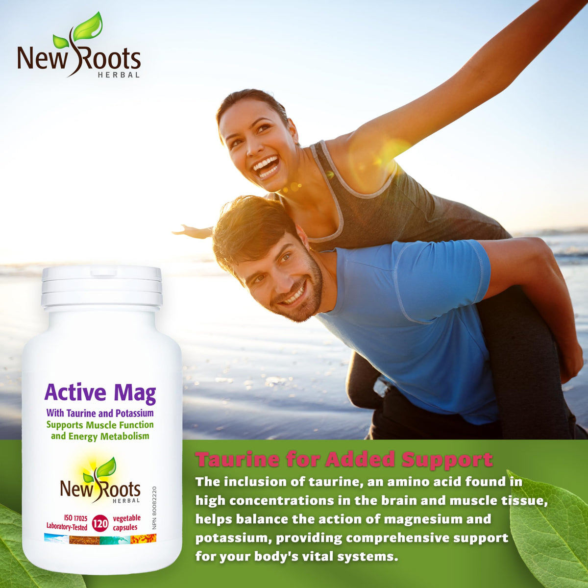 New Roots Herbal - Active Mag with Taurine and Potassium, 120 Capsules 30-Day Supply - Magnesium Citrate Supplement - Supports Electrolyte Balance, Helps to Maintain Proper Heart and Muscle Function