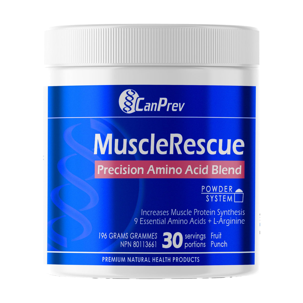 CanPrev Muscle Rescue Vegan Amino Acid Powder, 9 EAAs, Fruit Punch, 196g