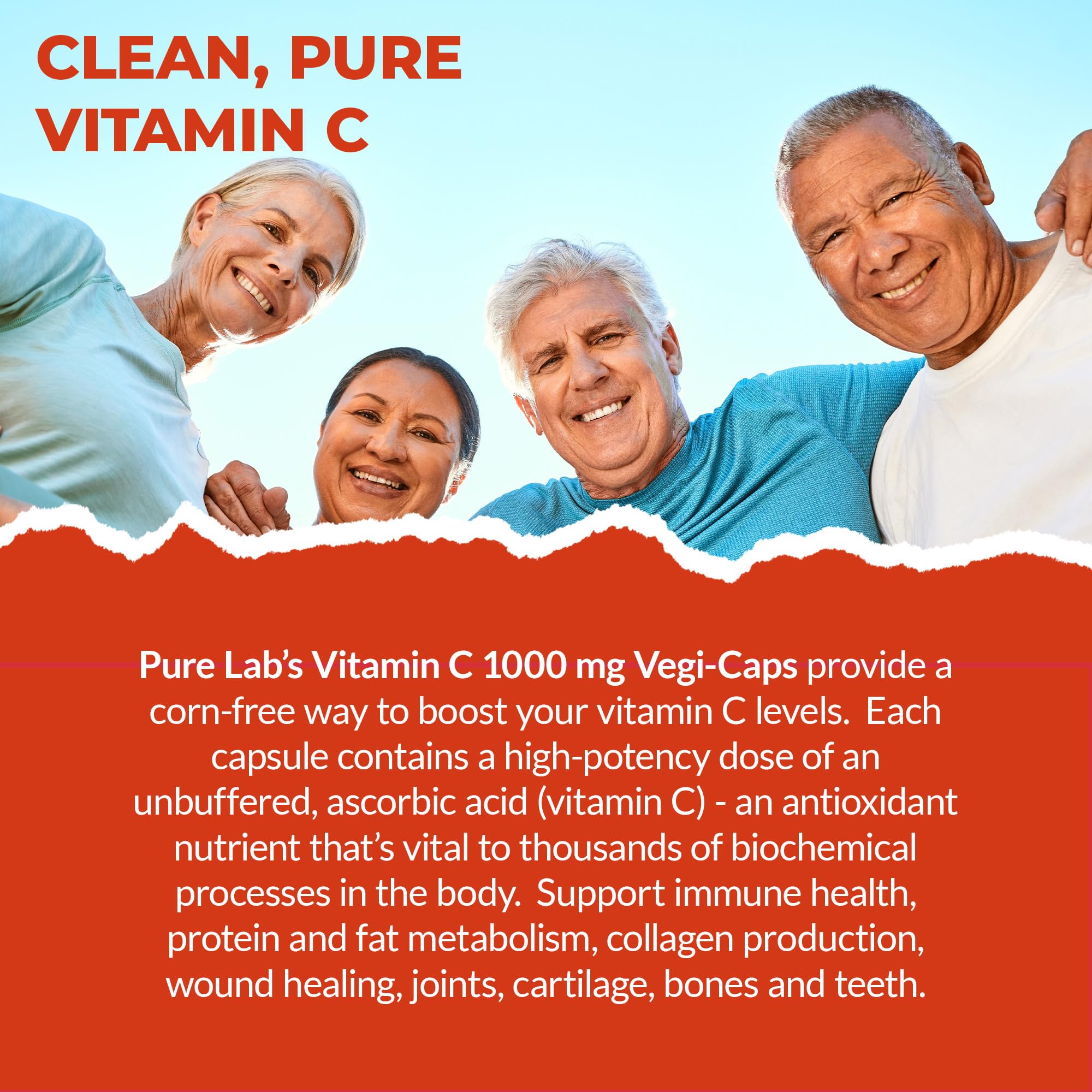 Pure Lab Vitamins - Vitamine C 1000 mg sans maïs - 120 gélules végétales