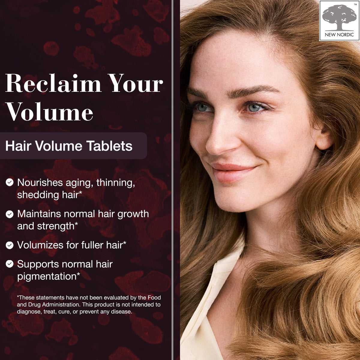New Nordic Hair Volume Tablets, Made in Sweden, 90 Tablets & 90-Day Supply