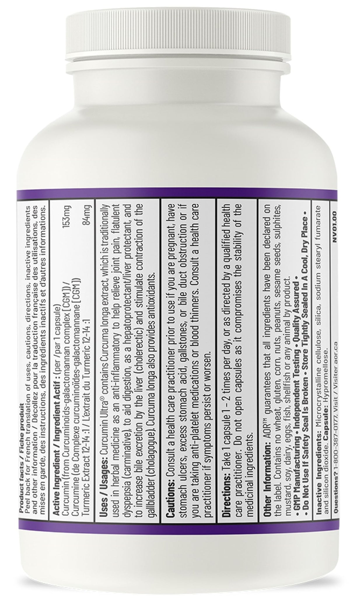 AOR Curcumin Supplement, Turmeric Curcumin, Joint Supplement, 60 Day Supply