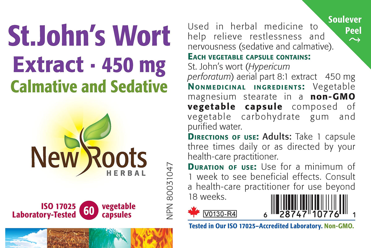 New Roots Herbal Hypericum Perforatum 8:1 Extract, 450 mg, 60 Capsules