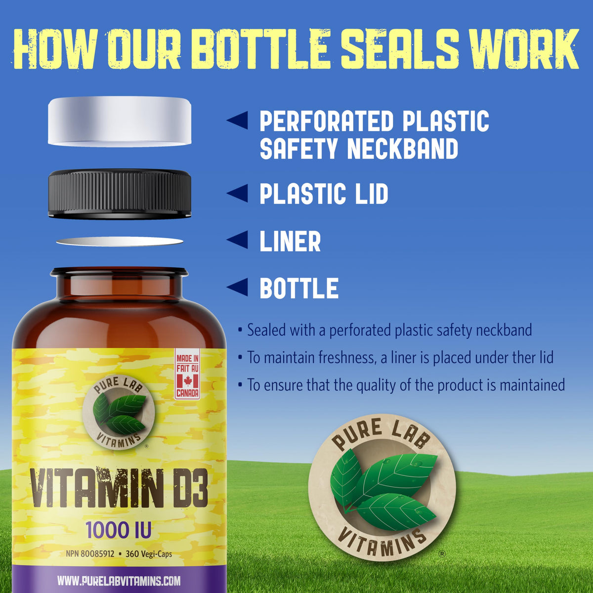 Pure Lab Vitamins Vitamin D3 1000 IU - 360 Vegi-Caps