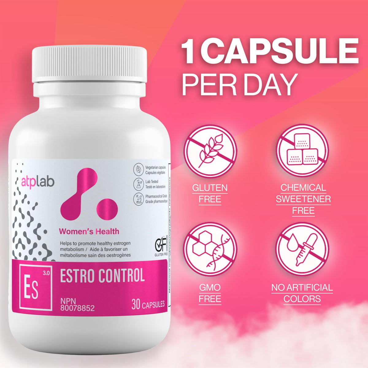 atplab Estro Control Capsules, 100 mg DIM, Calcium D-Glucarate, 30 Capsules