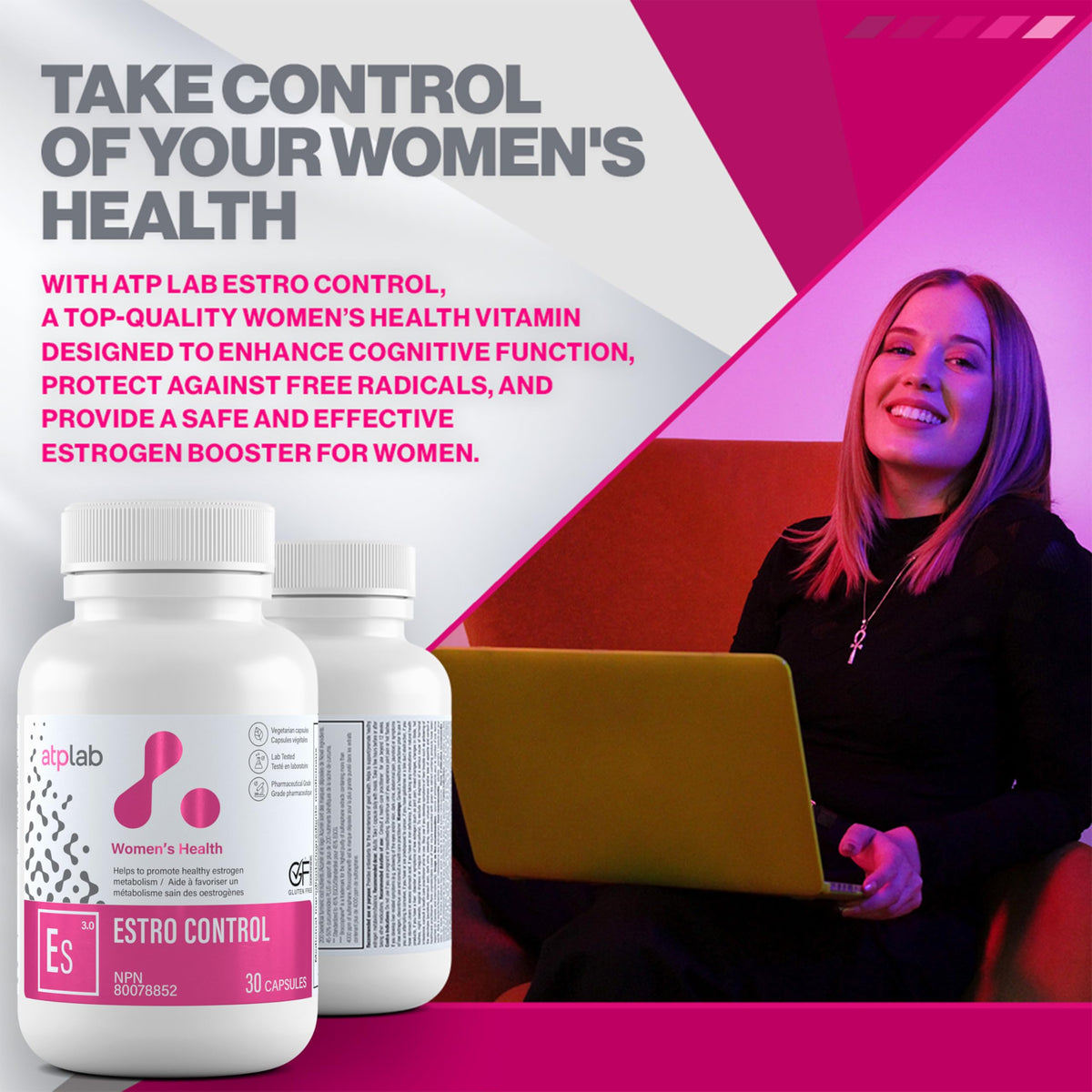 atplab Estro Control Capsules, 100 mg DIM, Calcium D-Glucarate, 30 Capsules