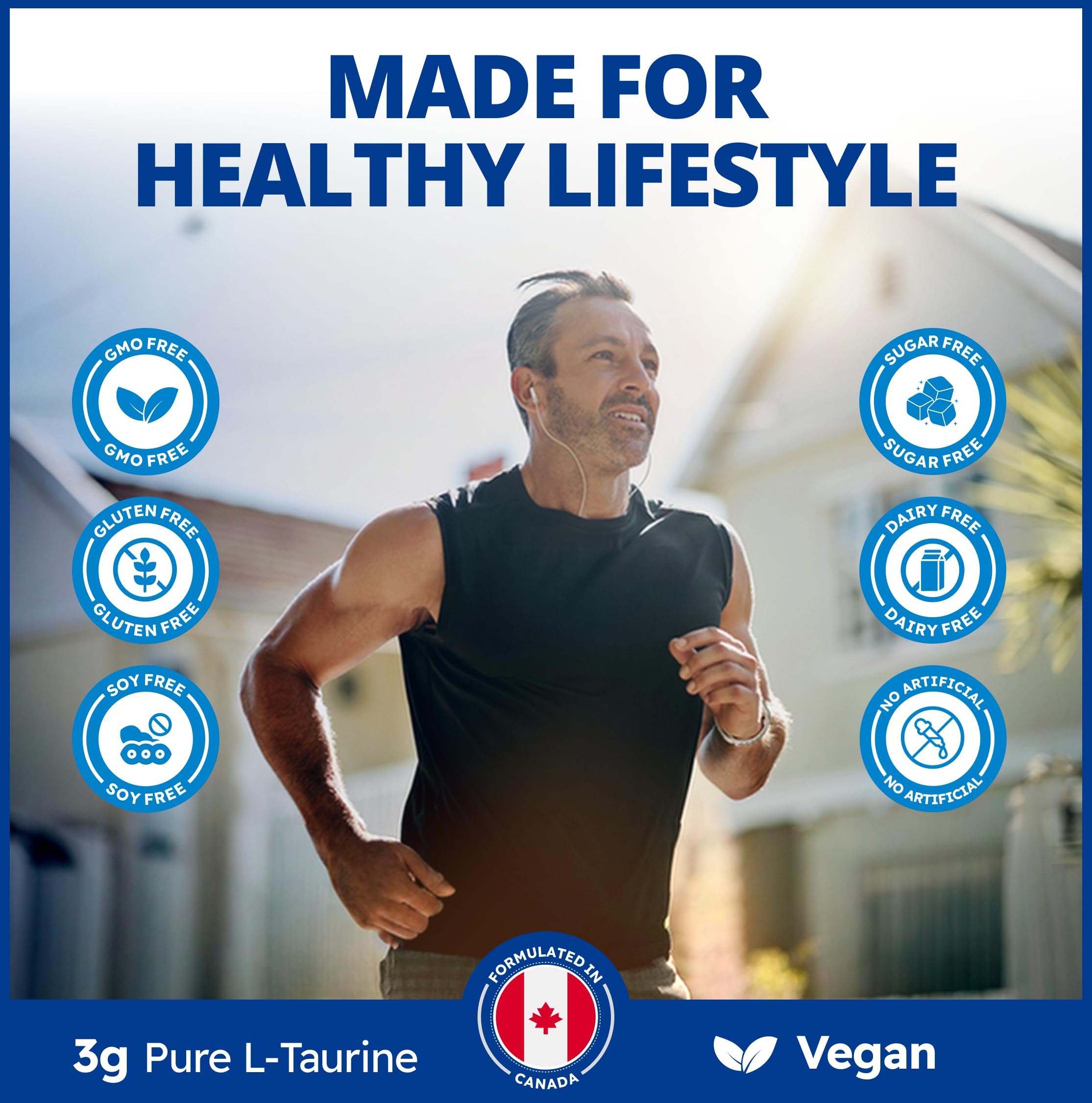 CanPrev L-Taurine poudre 450 g 450 portions - Supplément végétalien d'acides aminés, Soutient la fonction cardiovasculaire et la vitalité générale, Aide à la performance physique et à l'endurance, Taurine fermentée pure